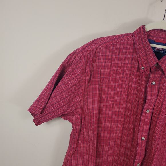 Wrangler Grid Print Wrinkle Free Button Up Size L - Picture 6 of 11